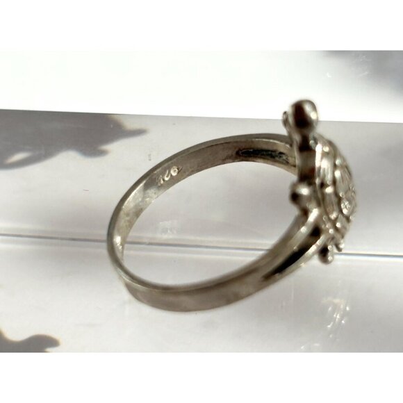 Vintage Hand Carved Turtle Figural Shaped Sterling Silver Ring - sz 6.25 & 8 - Picture 10 of 10
